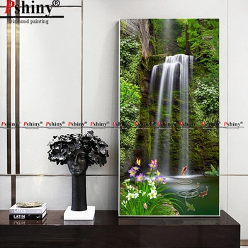 

PSHINY NEW 5D DIY Diamond embroidery sale waterfall scenery decorative painting Full drill square rhinestone Diamond Painting