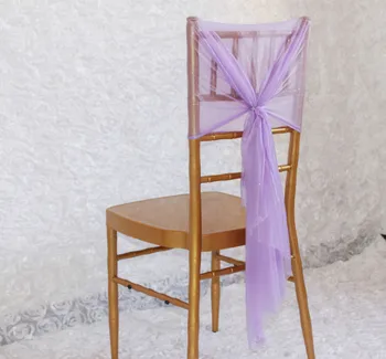 

50pcs Light Purple Chair Back Ribbon Chair Back Decoration Sweet Chair Cover Chiffon Sashes Bow Wedding Party Tie