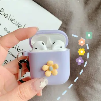 

Fashion Cute Flower Soft Silicone Protective Cover Shockproof Case Skin With Carabiner for airpods 1/2 Charging Box X3UA