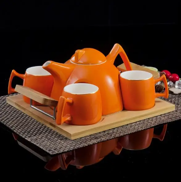  Home Kitchen Decoration Accessories Colorful Ceramic Coffee Cups and Coffeepot Teapots Tea Cup Set  - 4000125108723