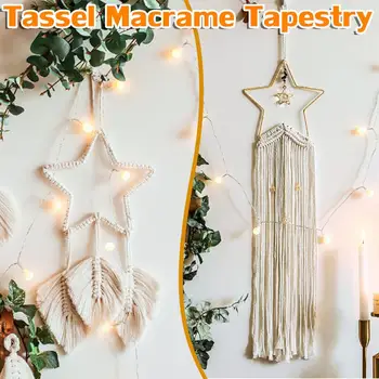 

NEW Macrame Wall Hanging Tapestry Cotton Rope Tassel Hand Woven Bohemian Tapestry Geometric Art Beautiful Living Room Home Decor