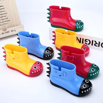 

New Kids Rain shoes Fashion Children boots PVC Rubber Boy Baby Cartoon shoes Girl Waterproof dinosaur Rain boots