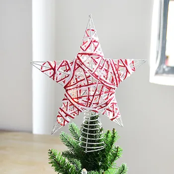 

Christmas Star Tree Topper Glittered Metal Star Christmas Treetop Decoration christmas decorations for home Drop Ornaments