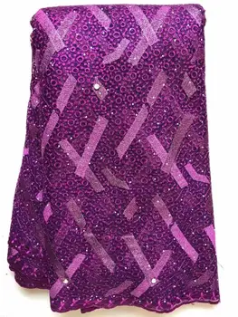 

Purplish red african lace fabric high quality lace french mesh fabric /stones nigerian swiss lace fabrics for dress FYIN1120