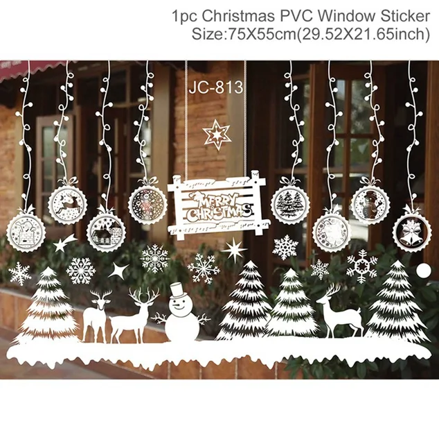 Christmas Window Stickers Merry Christmas Decorations For Home Christmas Wall Sticker Kids Room Wall Decals New Year Stickers 10