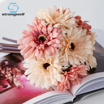 

Strongwell Simulation Gerbera Artificial Silk Flower Sun Flower Cosmos Wedding Bouquet Props Desk Home Decoration Living Room