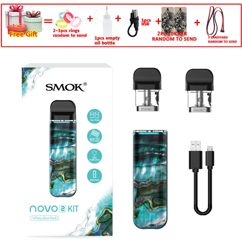 SMOK pod starter kit SMOK novo 2 kit cobra covered vape pen kit с 450 мАч встроенным аккумулятором 2 мл емкость pod system kit - Цвет: Tiffany blueshell