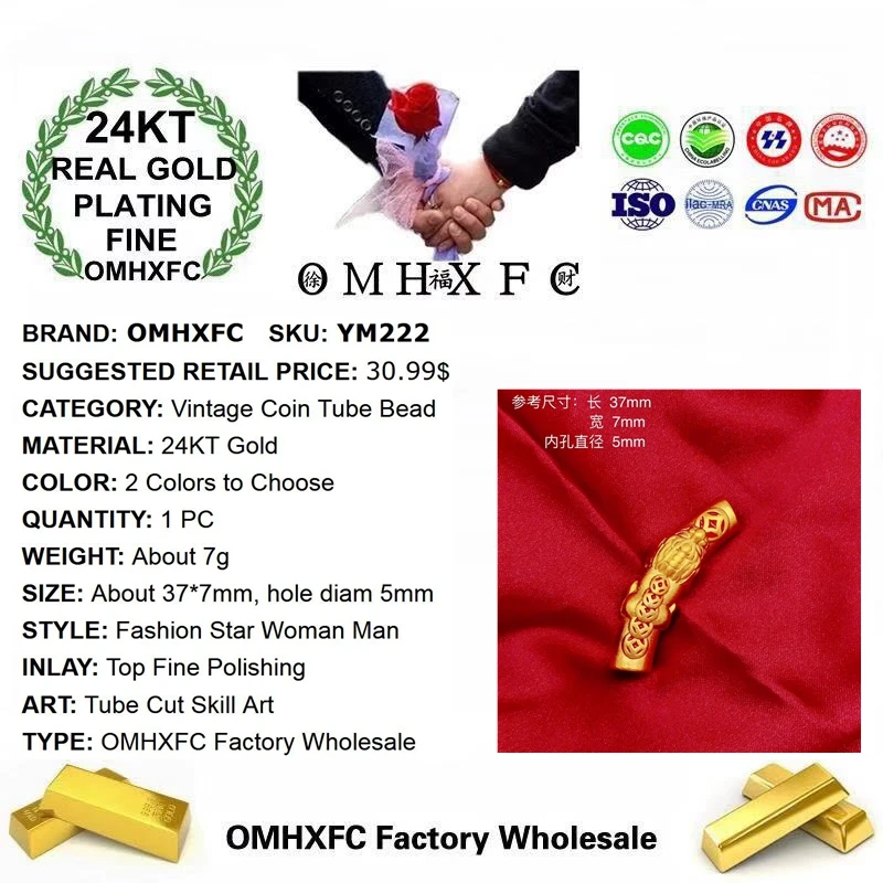 OMHXFC,, YM222, Европейская мода, Хит, красивая женская, мужская, для вечеринки, дня рождения, свадьбы, подарок, винтажная монетница, 24KT, Золотая подвеска, Шарм