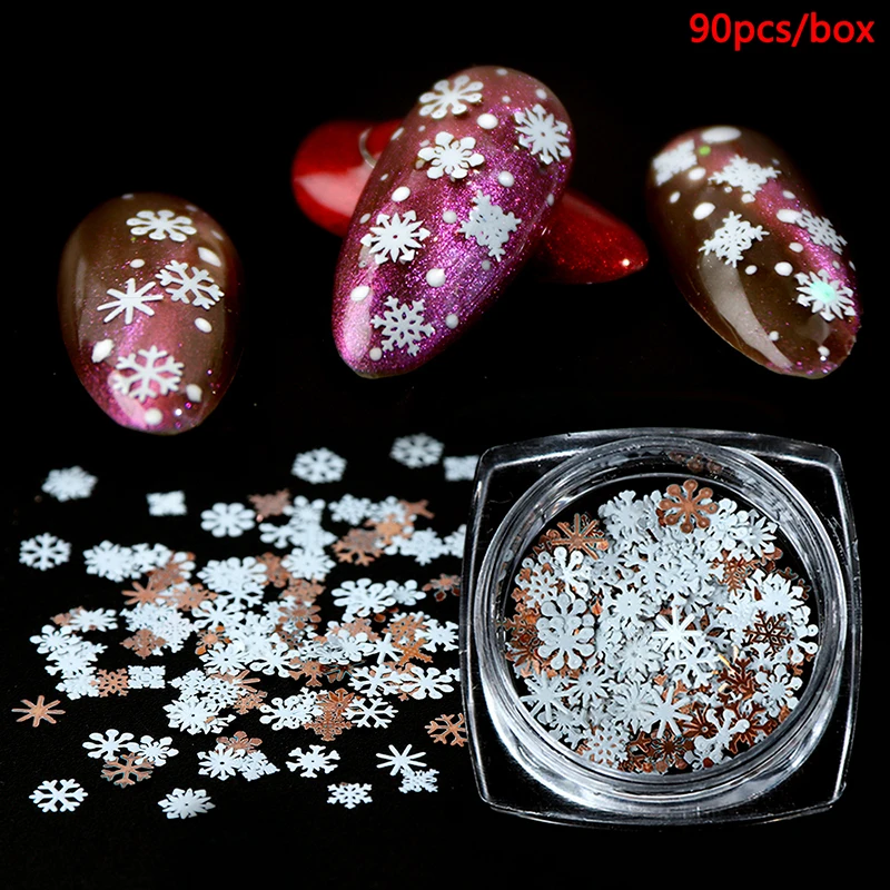 1 Bottle DIY 3D Tips Gel UV Polish Christmas Manicure Tools Nail Art Snowflake Flower White Slice Sequins Decoration Accessories