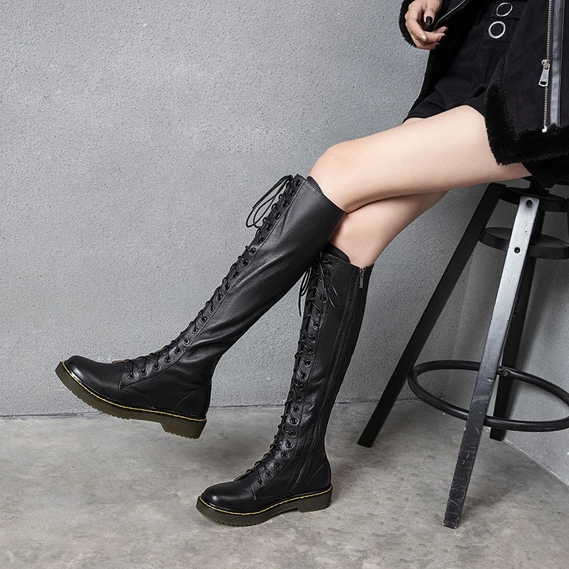 

Lanwan Mini Yang with Martin boots 2019 new autumn size women's shoes 41-43 high boots flat single boots