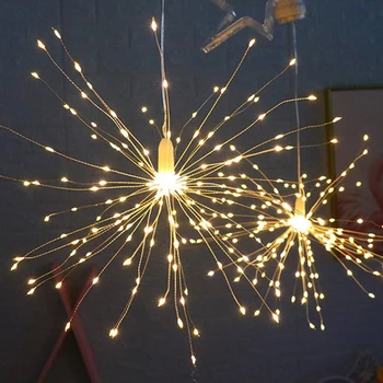 

LED 8 function remote control battery box fireworks light string holiday decoration copper wire explosion star light