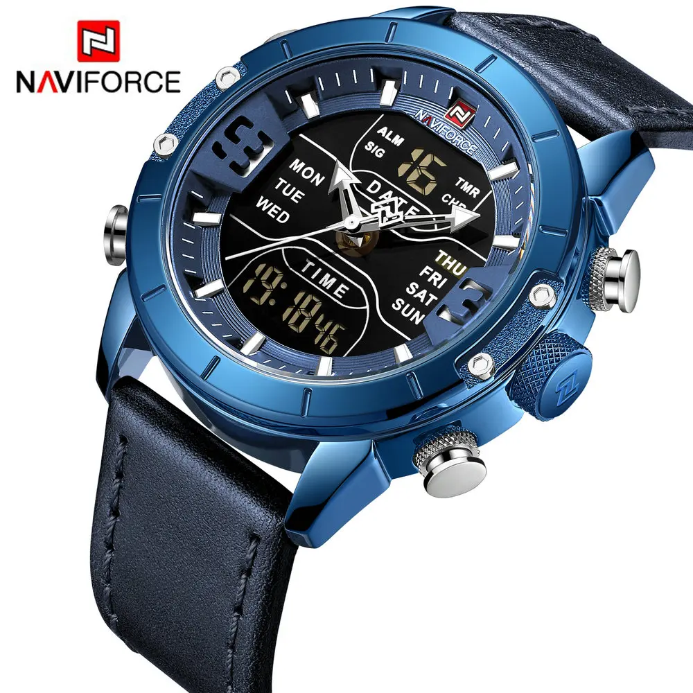 NAVIFORCE классические мужские часы лучший бренд класса люкс кварцевые светодиодный