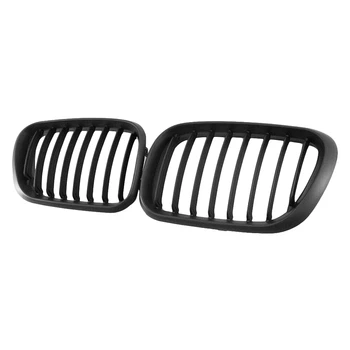 

NEW-2 Pcs Matt Black Front Grille Sporty Style Grill for BMW X5 E53 99-03