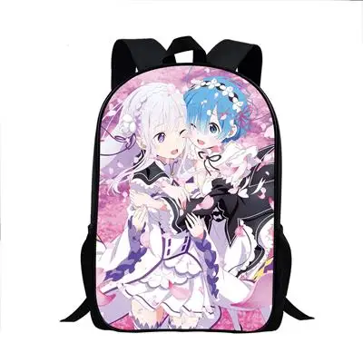 Рюкзак Re: Zero Hajimeru Isekai Seikatsu для девочек-подростков, Сумка с аниме Rem, детские школьные сумки, детские рюкзаки mochila - Цвет: Небесно-голубой