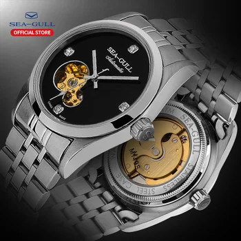 

Seagull watch men's automatic mechanical watch steel belt waterproof hollow fashion diamond men's watch M149SK edge series coupl