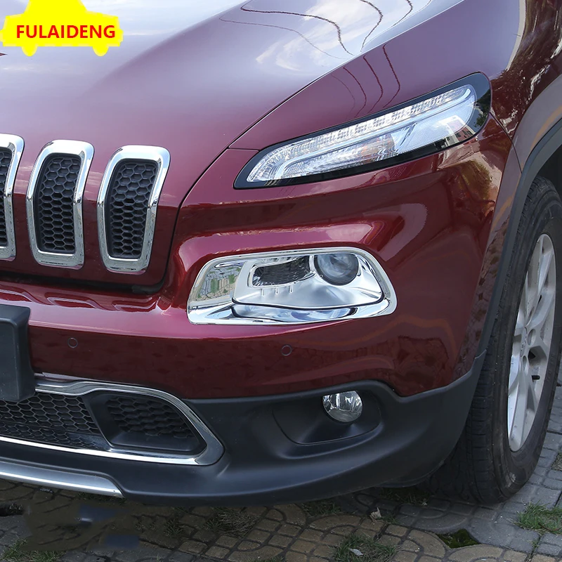 2 шт. для Jeep Cherokee- ABS хромированные, для передних фар рамка лампы Крышка отделка автомобиля Стайлинг Аксессуары