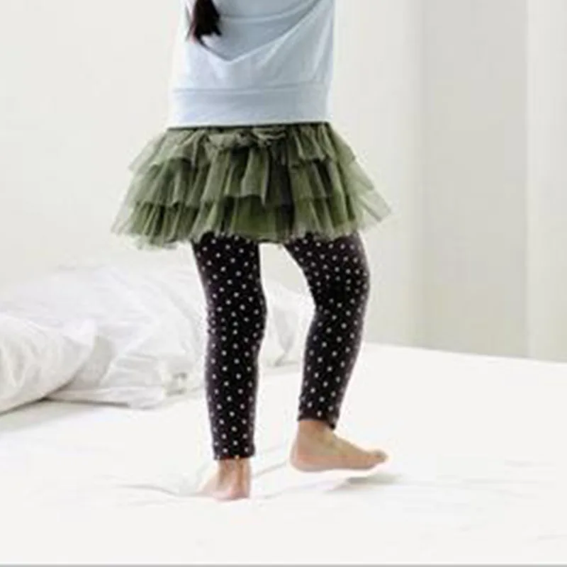 

2019 Autumn Girls Ladies' Dotted Cotton And Wool Slim Fit Baby Polka Dot Leggings Trousers
