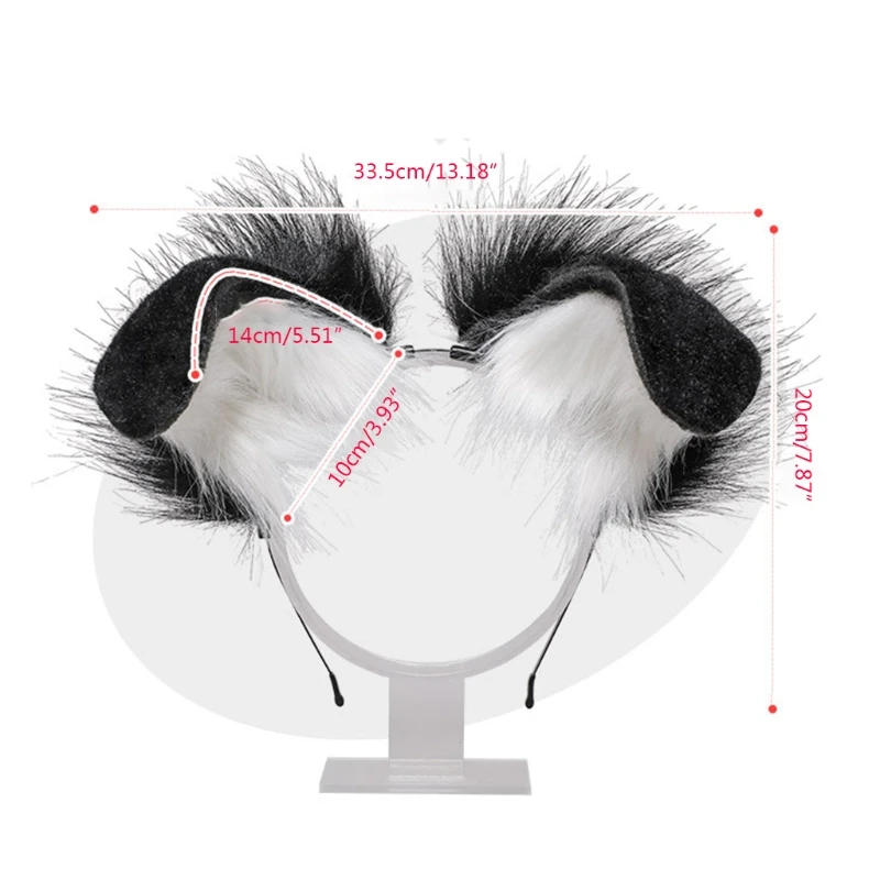 Costume Headband Plush Dog Ears Furry Animal Ears Kawaii Hair Hoop For Halloween Cosplay Party