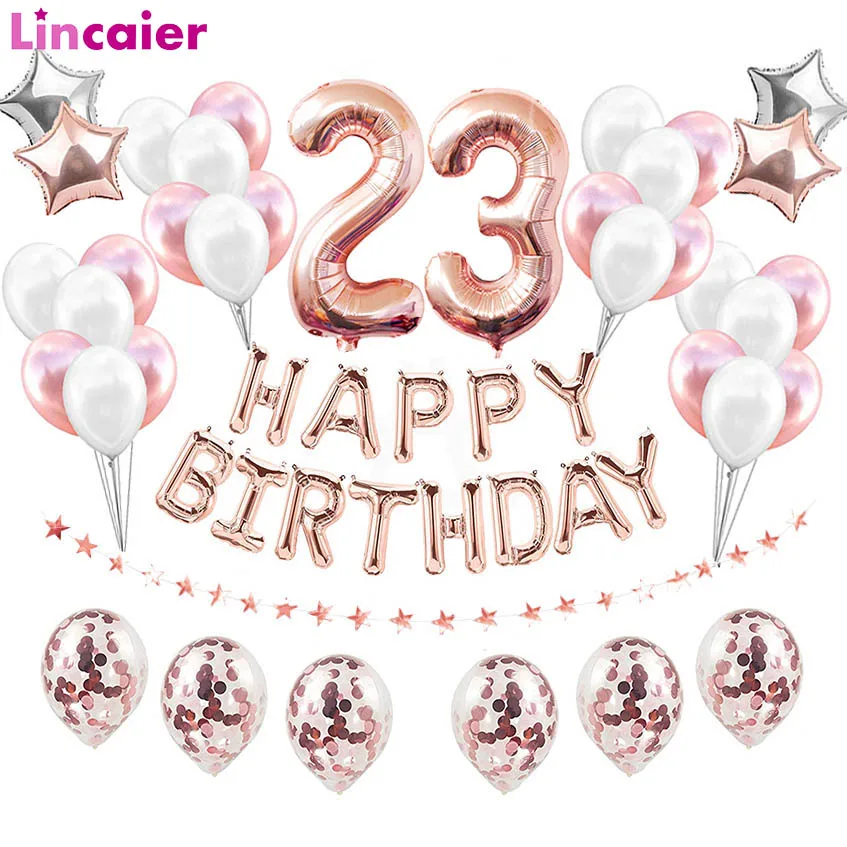 38pcs Nummer 23 Verjaardag Ballonnen 23th Gelukkige Verjaardag 23 Jaar Oude Party Decoraties Man Vrouw Levert 32th 32 Jaar Verjaardag Ballons Accessories Aliexpress Verjaardagskaart 23