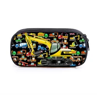 Cartoon Fire Truck Excavator Crane Cosmetic Case Pencil Bag Kids Stationary Bag Engineering Vehicle Pencil Box School Supplies 2
