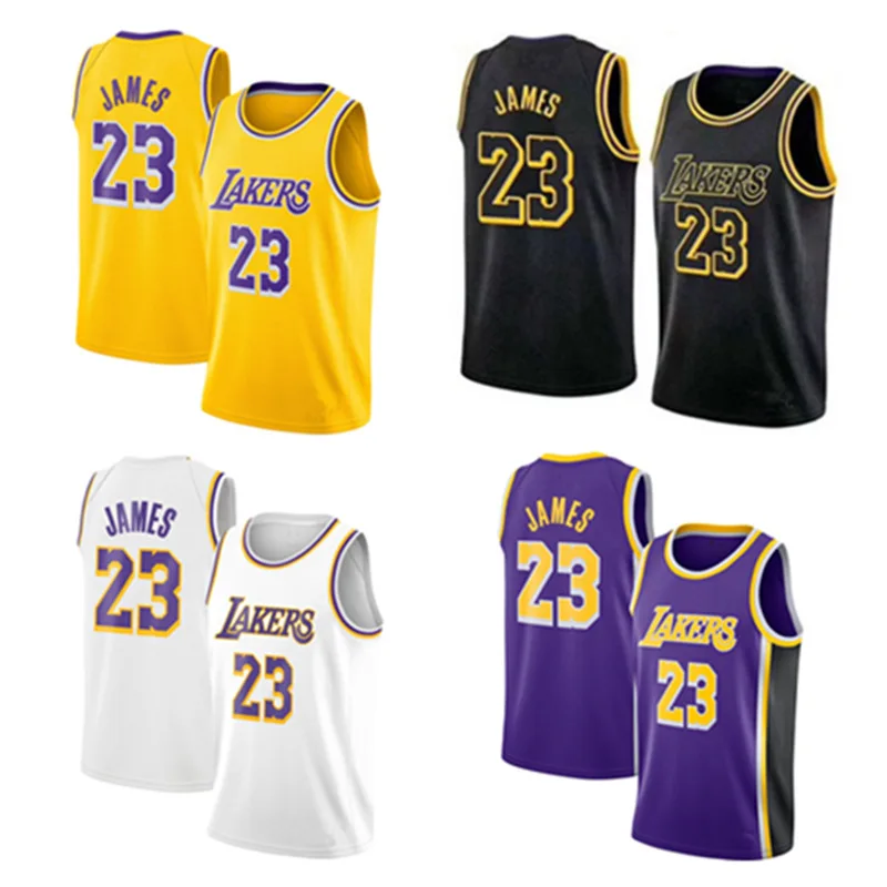 

Team NBA Ball Uniform Jersey Customizable Lakers Yellow 23 James New Style Sports Clothing