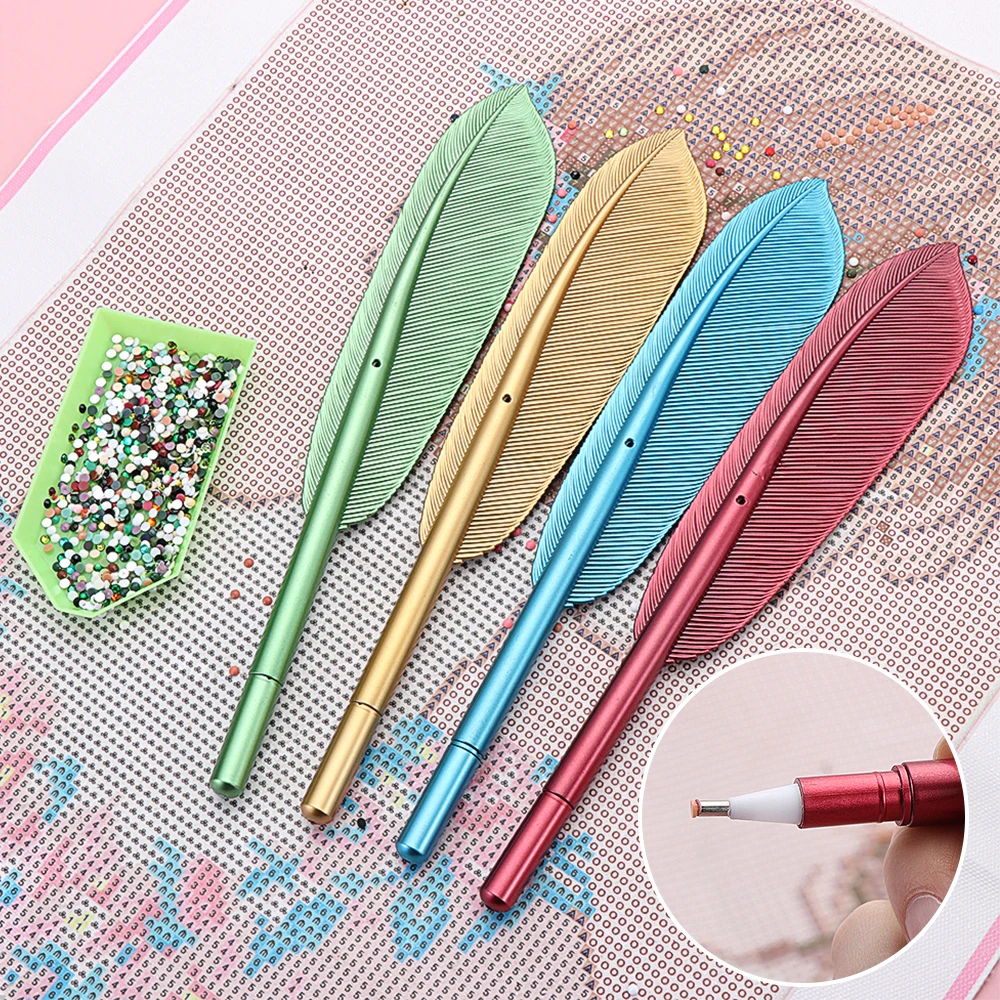 Diamond Painting Pen 5D Diamond Painting Pen Cat Claw Feather Shape Point Drill Pens DIY Craft Cross Stitch Glue Clay Drill Plate Nail Art Tools