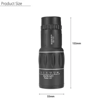 

16x52 Zoom Hiking Monocular Telescope Lens Camera Night Vision HD Scope Hunting Phone Clip Holder for Samsung iPhone Smartphones