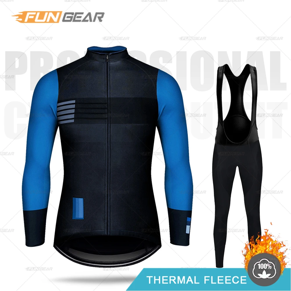 Ropa Ciclismo Hombre Gobiking зимний комплект с длинным рукавом для велоспорта, одежда для велоспорта, Мужская теплая флисовая куртка, одежда для команды MTB - Цвет: BIB SET