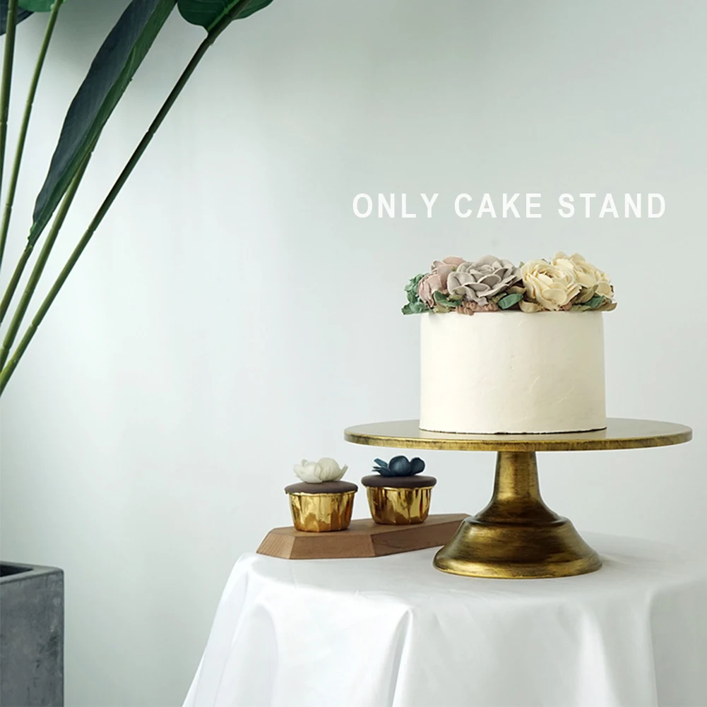 

10 Inch Bakeware Gold Snack Tray Wedding Props Party Reusable Home Iron Art Dessert Holder Cake Stand Table Top Decor