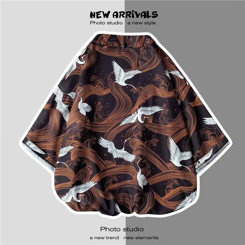 V-hanver Kimono Man Japanse Kleding Yukata Mannelijke Samurai Kostuum Haori Obi Strand Mannen Kimono Vest Japanse Streetwear Jas