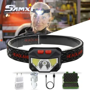 

LED IR Sensor Mini USB Rechargeable Headlamp With Built-in Battery Multifunctional Light COB Power Brightness headlight Torch