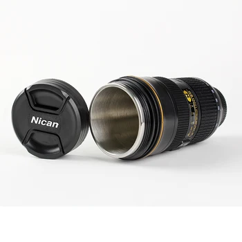 

300ML Creative Telescopic Camera Lens Mug Stainless Steel Thermos Coffee Tea Cup for Outdoor Travel Vacuum Flask with Cover