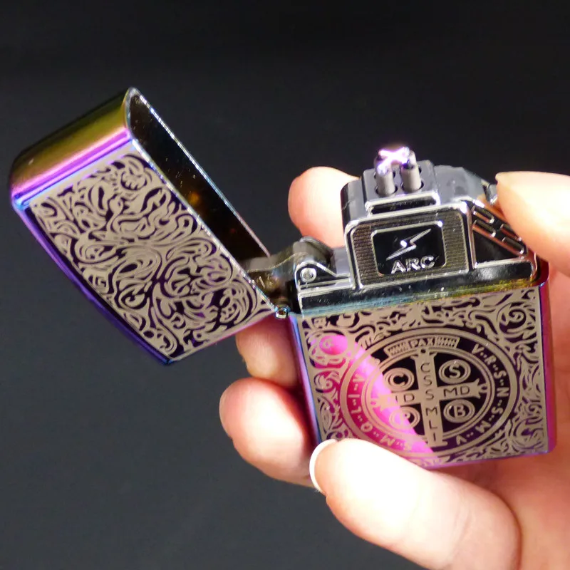 GH дизайн Перезаряжаемые Электронная USB зажигалка сигарет ветрозащитные, импульсные двойной электрической дуги Запальные средства