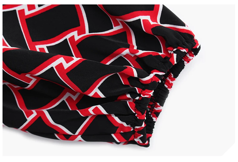[EAM] Women Red Pattern Printed Big Size Dress New Stand Collar Long Sleeve Loose Fit Fashion Tide Spring Autumn 2020 1DA115
