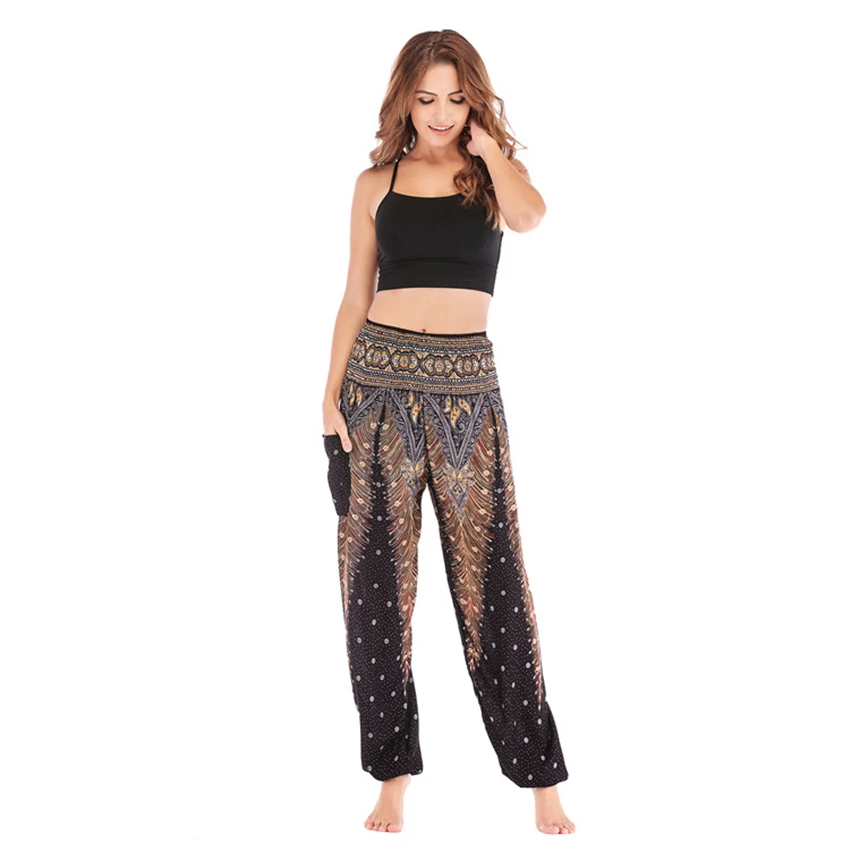13Color Traditional Thai Costume Peacock Dress for Women Trousers Asia Clothes Thailand Fashion Yoga Adult Casual Trousers