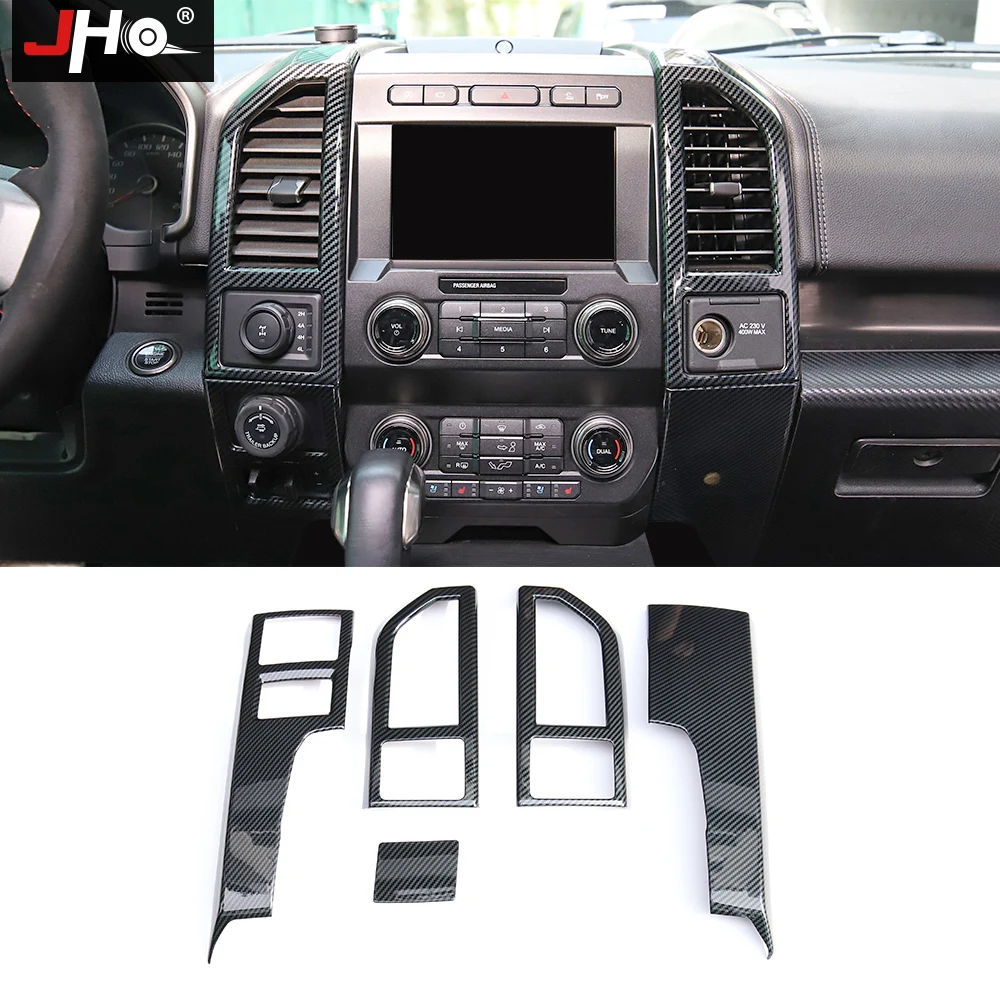 

JHO ABS Carbon Grain Navigation Panel Side Vent Outlet Overlay Cover Trim for Ford F150 17-2020 Raptor 2019 2018 Car Accessories