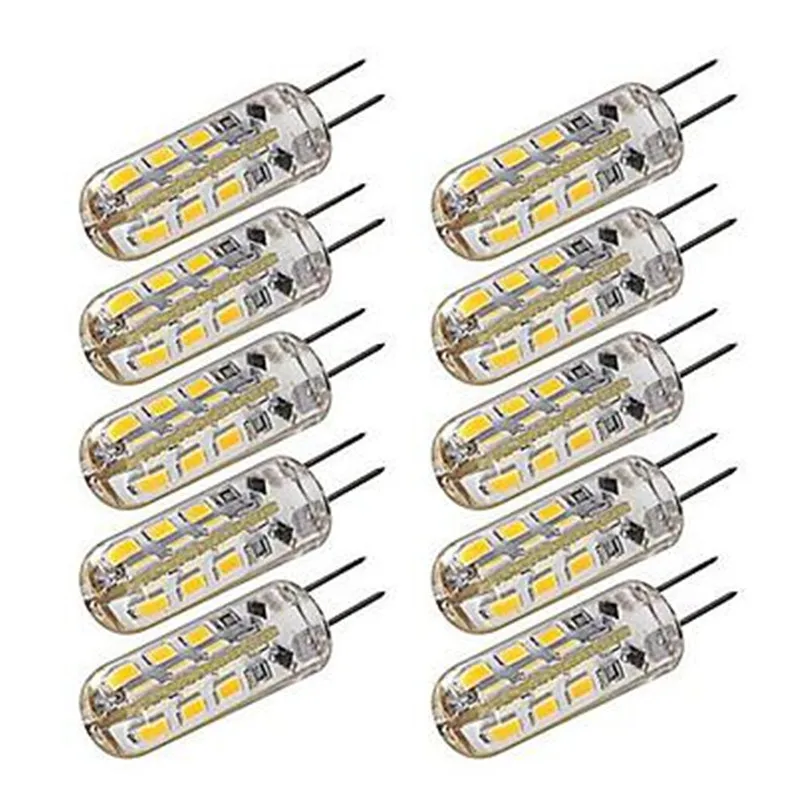 

Светодиодная лампа G4 2 Вт 12 В переменного тока 220 В 3014SMD 24 светодиода, силиконовая люминесцентная лампа с углом обзора 360 градусов, заменяемая галогенсветильник па, 10 шт.