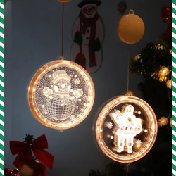 LED Christmas Lights 3D Disc Chandelier Bells Snowflake Battery String Lights Christmas Tree Bedroom Decoration Lights