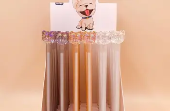 

new creative crystal pet dog gel pen cute cartoon neutral pen student prize pen office black writing pen promotion pen 36pc/lot