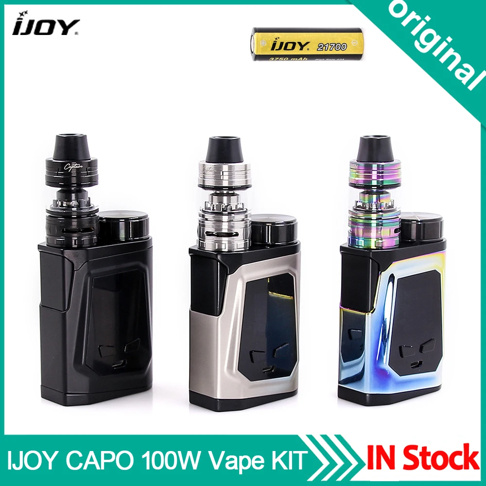 Оригинал IJOY CAPO 100 Вт Vape комплект TC коробка мод с 26 мм 2 мл атомайзер 21700 батарея