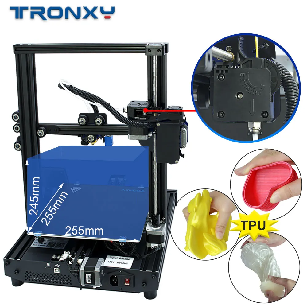 Tronxy XY-2 Pro комплект для 3d принтера Быстрая сборка 255*255*260 мм Поддержка автоматического выравнивания печать нити - Цвет: black With Titan