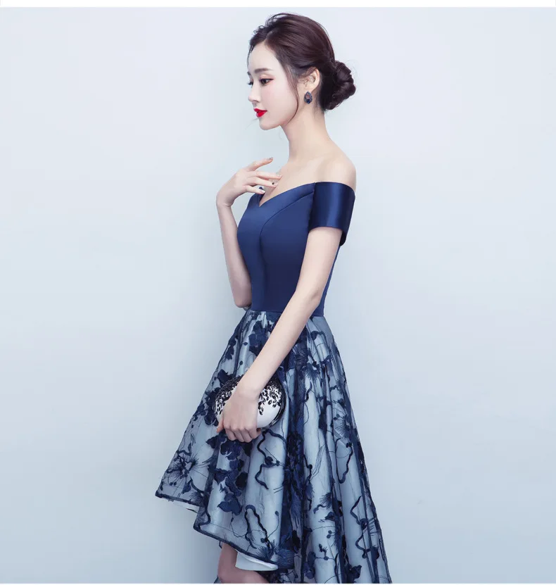 

Banquet Evening Gown 2019 New Style Korean-style Elegant off-Shoulder Short Dignified Glorious Party Party Dress Women's