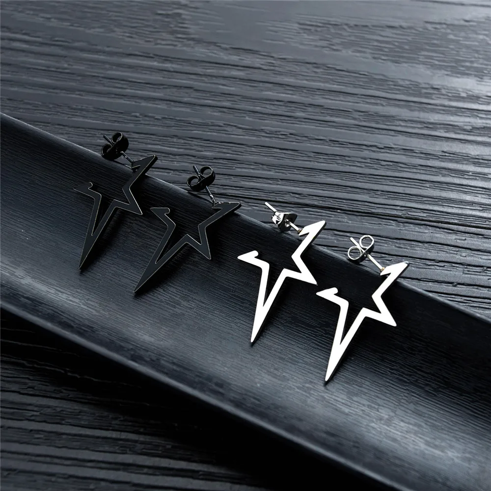 Hot Luxury Stainless Steel Silver Black Color Geometric Shape Handing Drop Earring Women Men Unisex Statement Earrings Jewelry | Украшения