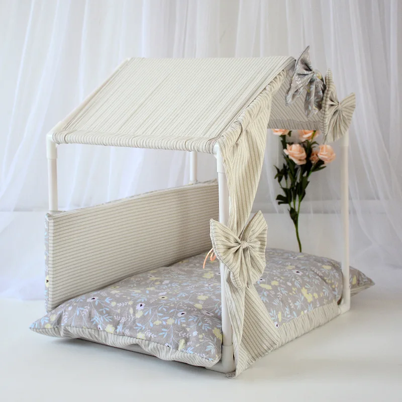 2020 dog bed House For Cats Bow Design Detachable Pet bed for cats Top Quality Samll dog Kennel Cave For Cat