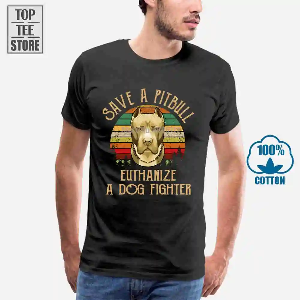 Pitbull Save Me A Euthanize Dog Fighter Men Black T Shirt Cotton S 6Xl | Мужская одежда