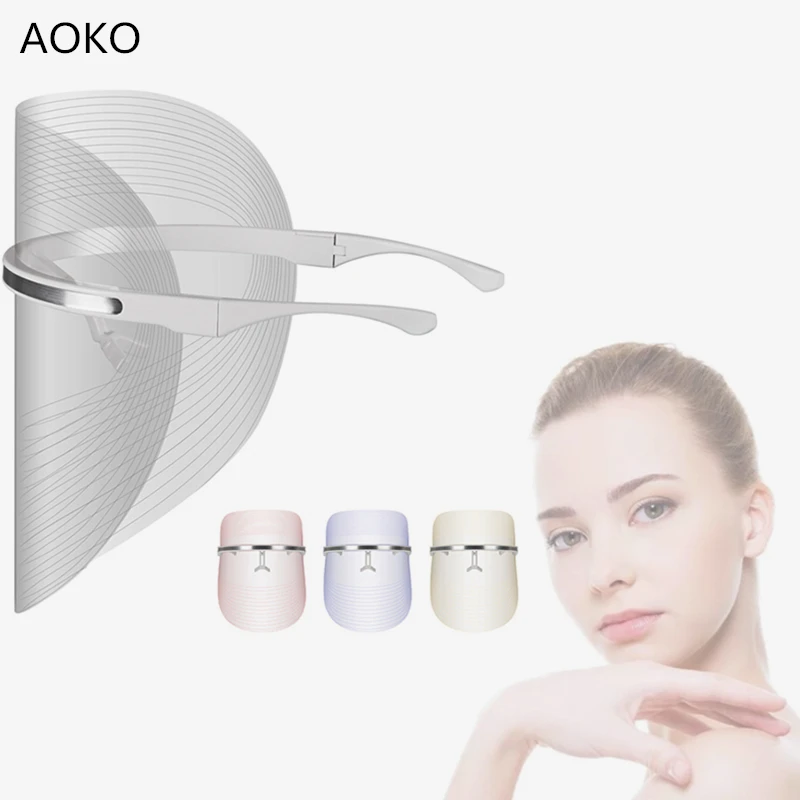 

AOKO 2019 New 3 Color LED Photon Therapy Facial Mask Anti Acne Remove Wrinkle Skin Rejuvenation Face Beauty Machine Home use Spa