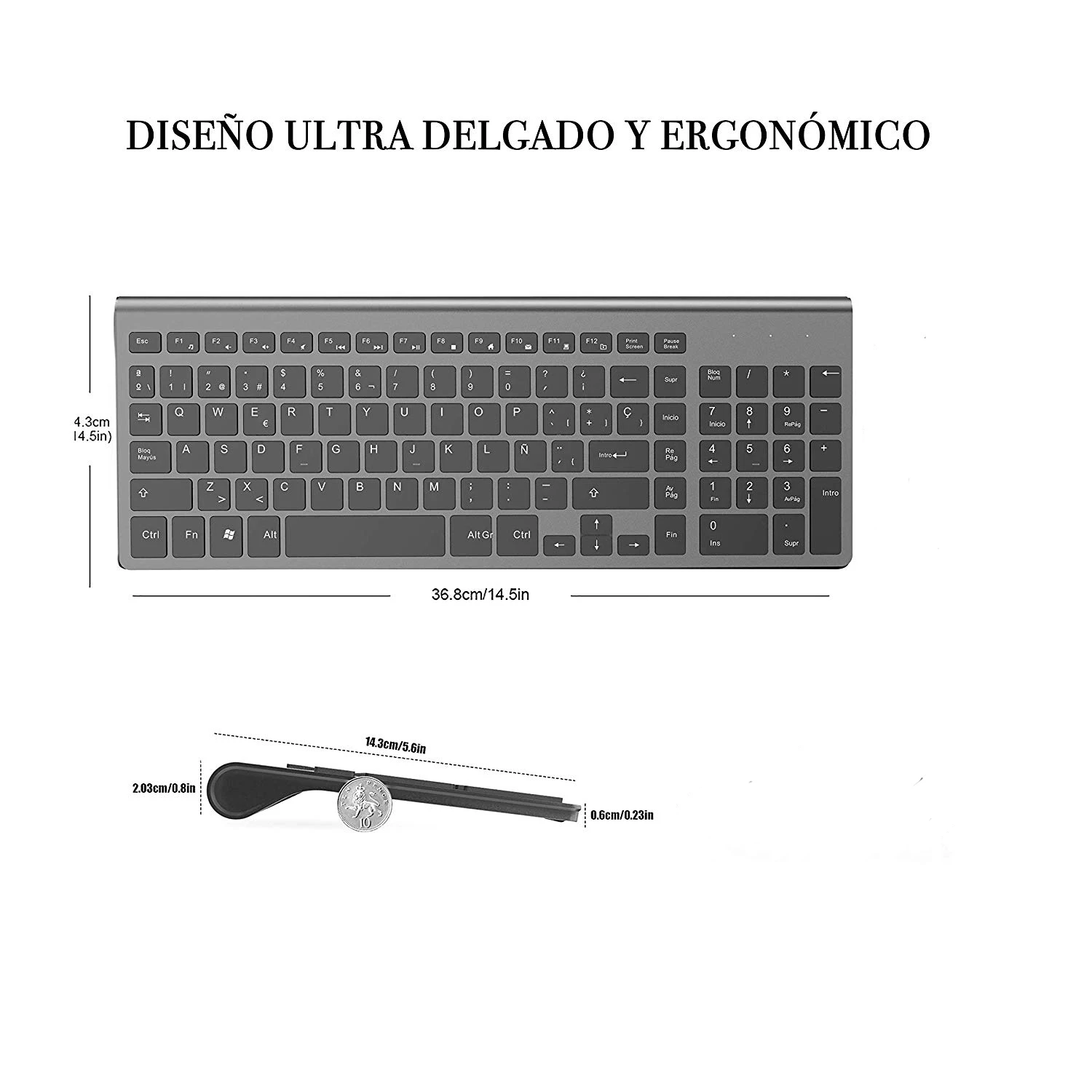 clavier sans fil fin et compact avec touches disposition adapté pour ordinateur portable et