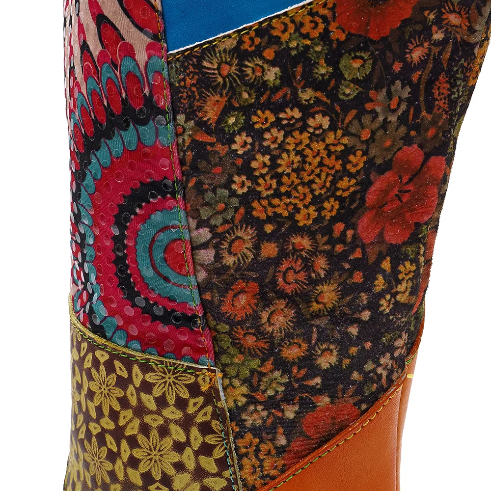 Брендовые модные женские сапоги из натуральной кожи в стиле ретро; высокие сапоги до колена в богемном стиле; женская обувь; женские ковбойские сапоги на молнии