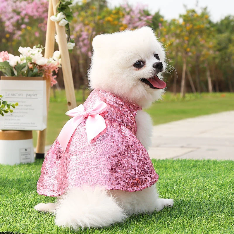 夏子犬犬服スパンコール高級デザイナー犬ドレス王女のウェディングドレスyorksビッグ弓猫スカート 犬用ドレス Aliexpress