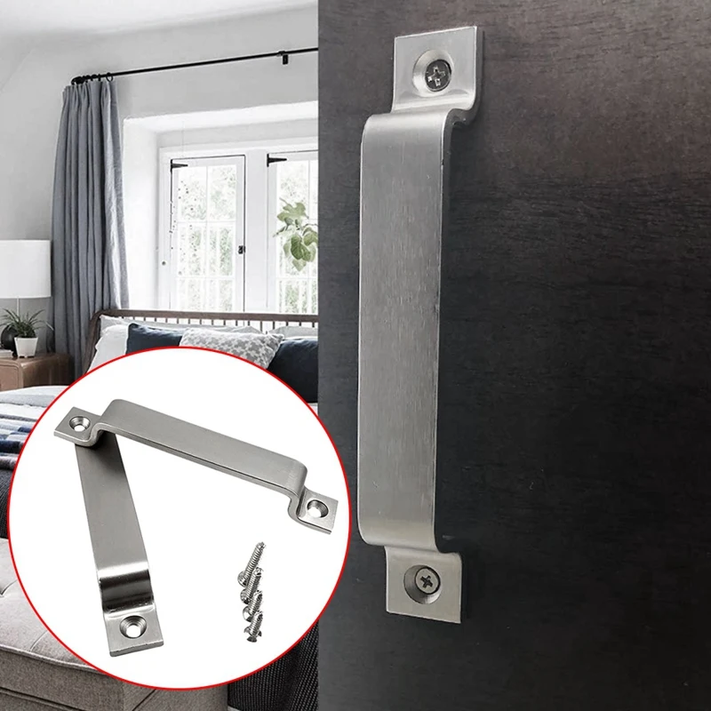 

Hot 2 Pcs Stainless Steel Sliding Barn Door Handle Pull Set for Gate Kitchen Furniture Cabinet Closet Drawer Screws Included